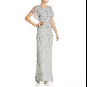 Adrianna Papell flutter sleeve beaded gown size 14W 14 w maxi dress Embellished